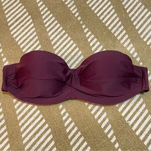 Strapless Wine-Colored Bikini Top with Formed Cups – Size Small EUC